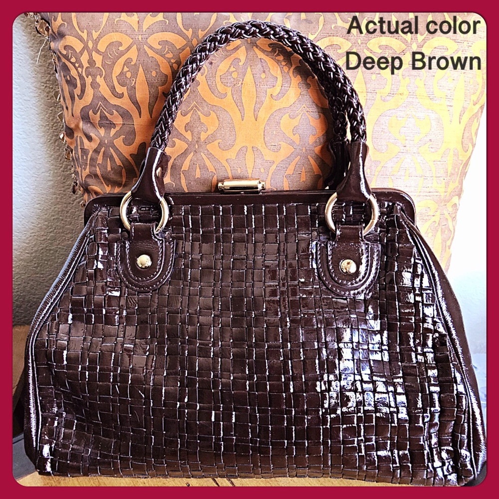 ✨Elliott Lucca Woven Leather Frame Satchel✨